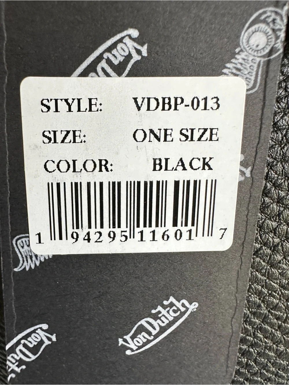 Von Dutch Black Graphic Backpack VDBP-013 One Size